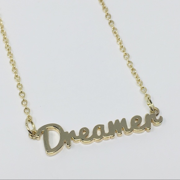 Express Dreamer Script Pendant Necklace Gold Tone - Picture 4 of 8